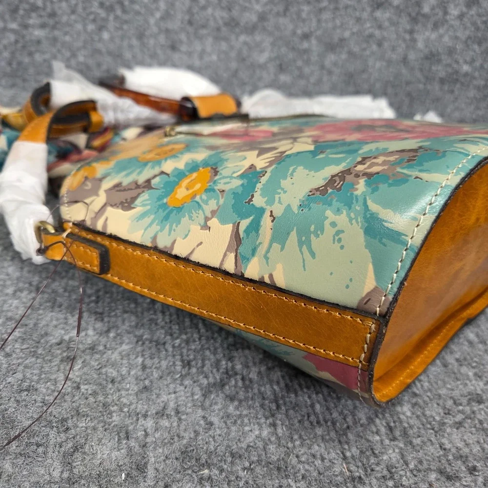 Patricia Nash First Bloom Meldola Dome Satchel crossbody bag Floral Leather $219
